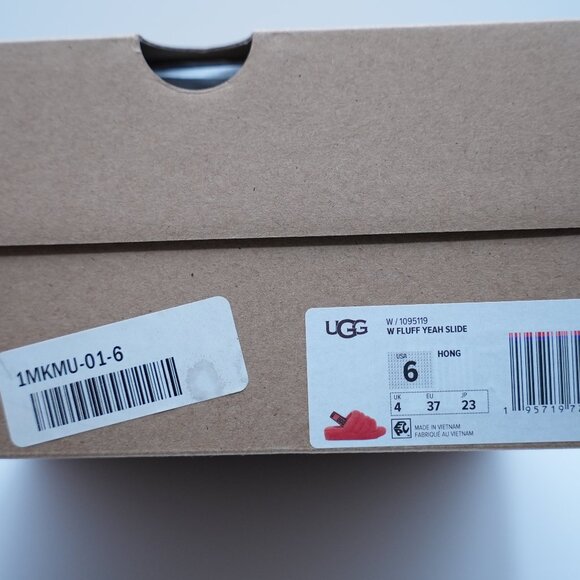 Ugg Fluff Yeah Slide Womens Size 6 Orange Fluffy Sandal Slingback Strap NWT - Picture 9 of 9